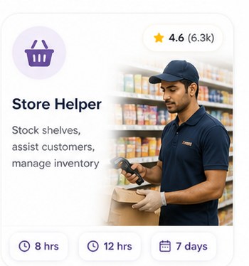 Hire a verified store helper in Gurgaon